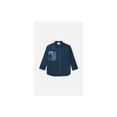 Munthe Mint Donkey Pocket Detail Shirt Size: 10, Col: Navy In Blue