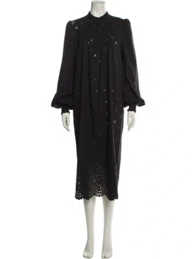 Pre-owned Munthe Mock Neck Midi Length Dress In Black