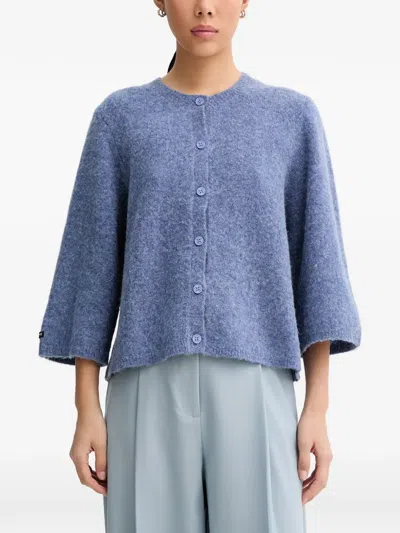 Munthe Nabilla Button-up Wide-sleeve Cardigan In Blue