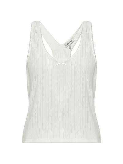 Munthe Nanetta Pointelle-knit Top In White