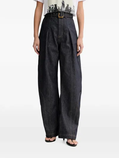 Munthe Nanina Belted Pleated Jeans In Blue