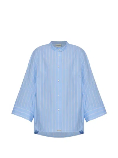 Munthe Neela Vertical-stripe Band-collar Shirt In Blue