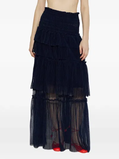 Munthe Nessarose Tiered Ruffled Maxi Skirt In Blue