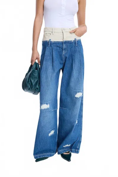 Munthe Nezza Denim Pants In Mix Blue