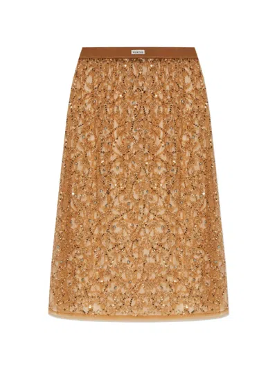 Munthe Ninia Sequin-embellished Beaded Midi Skirt In Multi