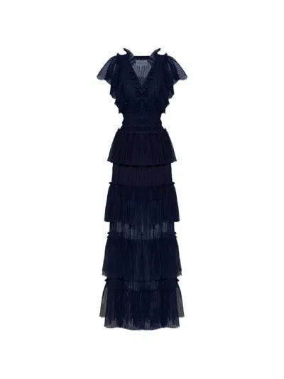 Munthe Noriz Ruffled Tiered Maxi Dress In Blue