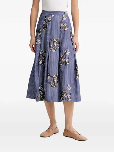 Munthe Nukkia Sequin-embellished Striped Midi Skirt In Blue