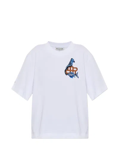Munthe Nuri Embroidered-detail Cotton T-shirt In White