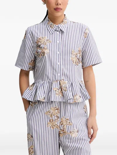 Munthe Nuriana Sequin-embellished Striped Shirt In 화이트