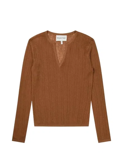 Munthe Nyra Ribbed-knit Sweater In Brown