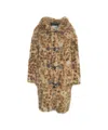 Munthe Oversized Teddy Coat With Bold Animal Print And Integrated Hood In Multi