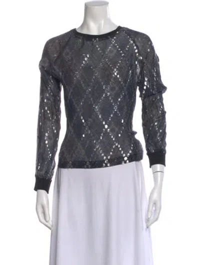Pre-owned Munthe Patterned Crew Neck Top In Gray