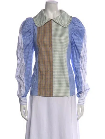 Pre-owned Munthe Patterned Long Sleeve Blouse In Blue
