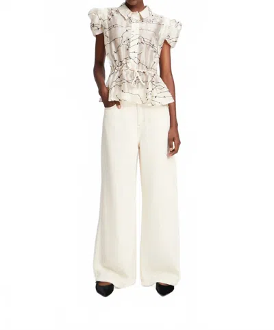 Munthe Peona Short Sleeve Blouse In Beige In Multi