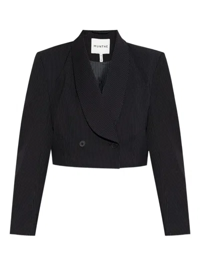 Munthe Pinstripe Cropped Blazer In Black
