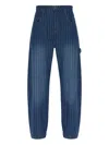 Munthe Pinstripe Utility Trousers In Blue
