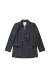 Munthe Pinstriped Beaded-fringe Coat In Black