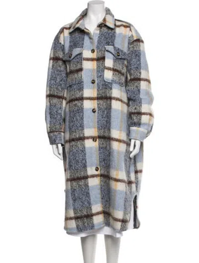 Pre-owned Munthe Plaid Print Coat In Blue