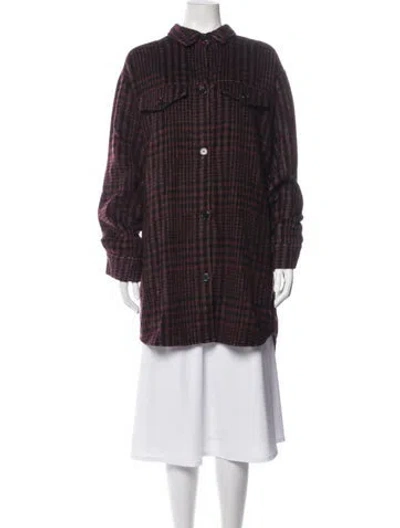Pre-owned Munthe Plaid Print Coat In Red
