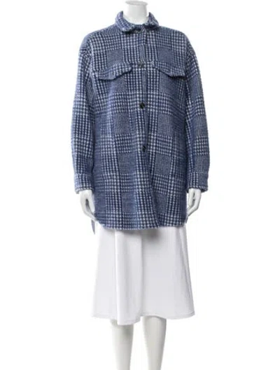 Pre-owned Munthe Plaid Print Jacket In Blue