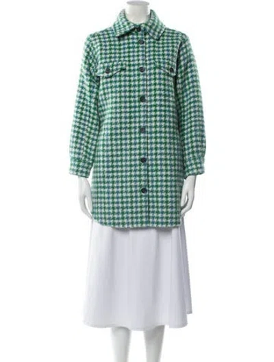 Pre-owned Munthe Plaid Print Jacket In Green