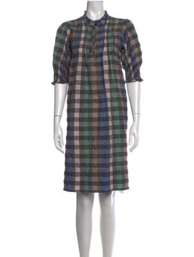 Pre-owned Munthe Plaid Print Knee-length Dress In Multicolor