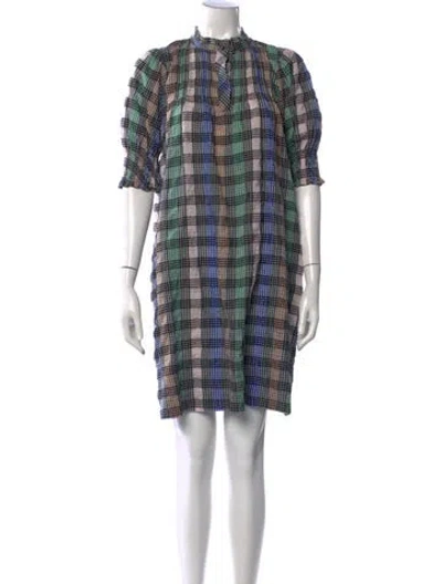 Pre-owned Munthe Plaid Print Mini Dress In Multicolor