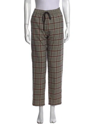 Pre-owned Munthe Plaid Print Straight Leg Pants In Brown