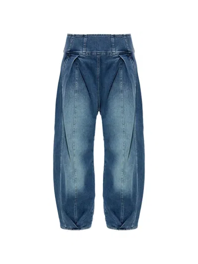 Munthe Pleated Whiskered Wide-leg Jeans In Blue
