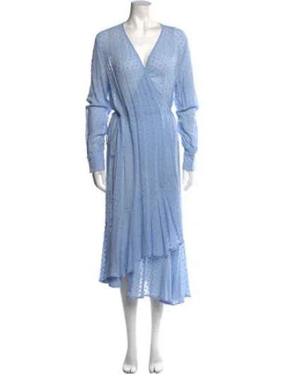 Pre-owned Munthe Plunge Neckline Long Dress In Blue