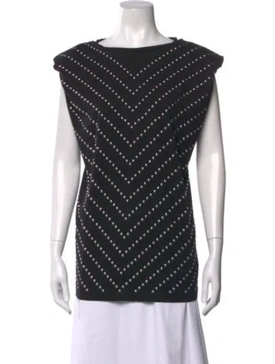 Pre-owned Munthe Printed Crew Neck Top In Black