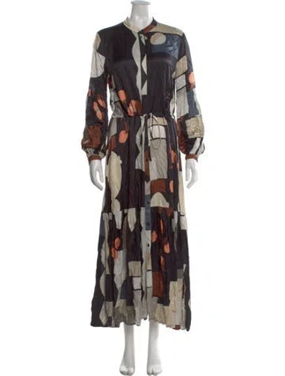 Pre-owned Munthe Printed Long Dress In Black