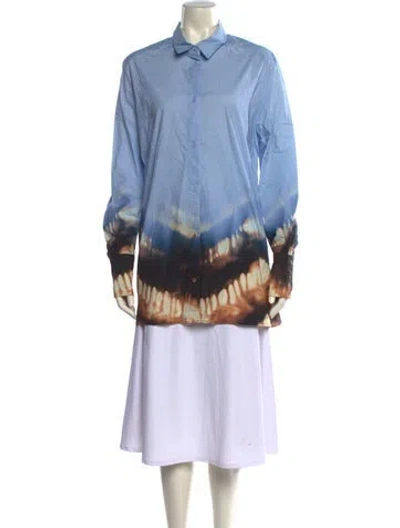Pre-owned Munthe Printed Long Sleeve Tunic In Blue