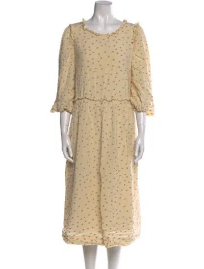 Pre-owned Munthe Printed Midi Length Dress In Yellow