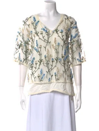 Pre-owned Munthe Printed V-neck Blouse In Neutral