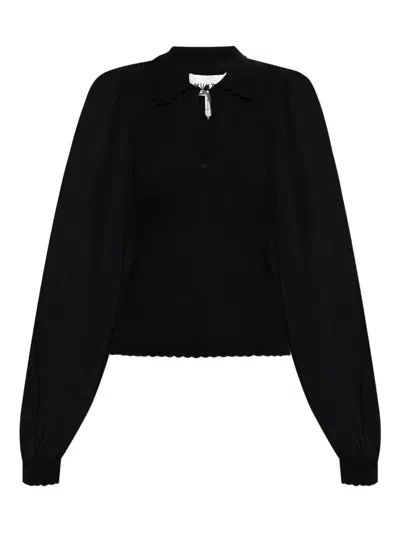 Munthe Puff-sleeve Keyhole Top In Black