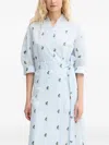 Munthe Pum Embroidered Midi Wrap Dress In Blue