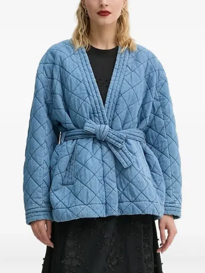 Munthe Quilted Belted Denim Jacket In Blue