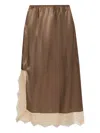Munthe Ravn Lace-trim Midi Skirt In Brown