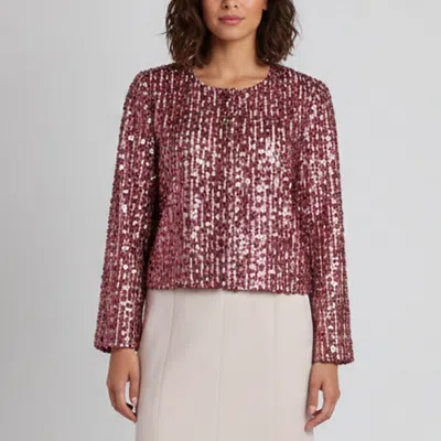 Pre-owned Munthe Red Checked Mesh Sequins Embellished Cakio Jacket S