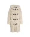Munthe Relaxed-fit Teddy Coat With Hood And Toggle Closure In Neutral