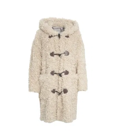 Munthe Relaxed-fit Teddy Coat With Hood And Toggle Closure In Multi