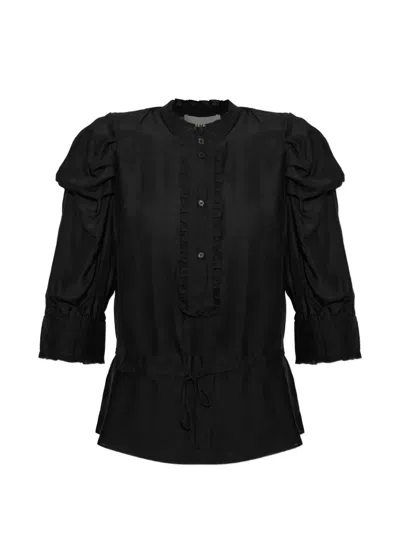 Munthe Ruffled Drawstring-waist Top In Black