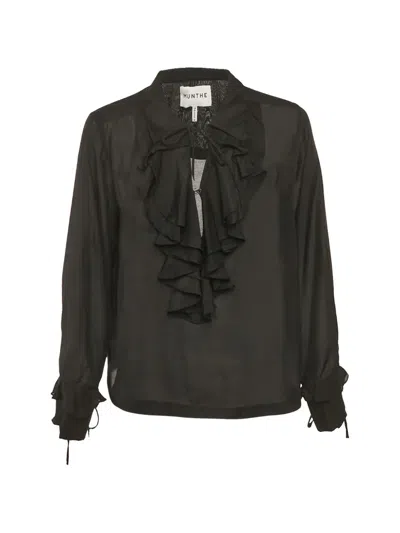 Pre-owned Munthe Ruffled-details Blouse In Black
