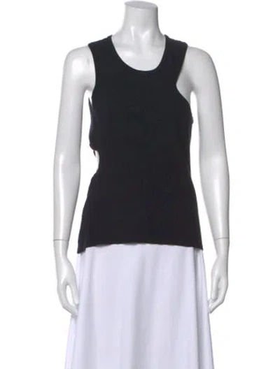 Pre-owned Munthe Scoop Neck Sleeveless Top In Black