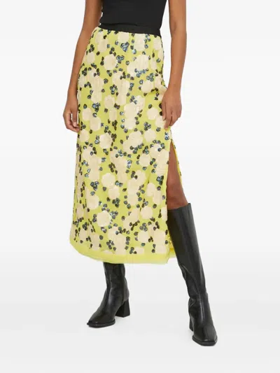 Munthe Sequin-rose Midi Skirt In Yellow