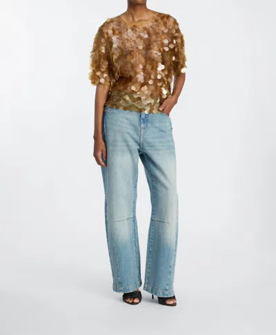 Munthe Sequin Sheer Blouse In Gold In Brown