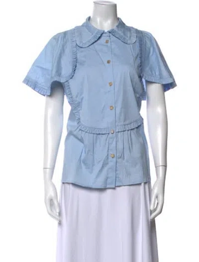 Pre-owned Munthe Short Sleeve Blouse In Blue