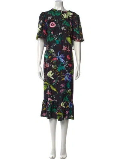 Pre-owned Munthe Silk Long Dress In Black