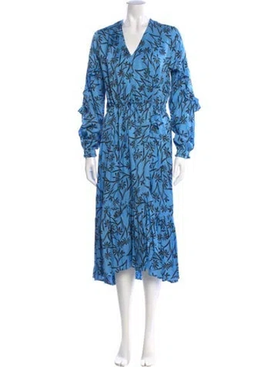 Pre-owned Munthe Silk Long Dress In Blue